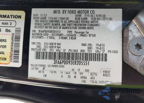 2014 Ford Fusion Titanium from USA, damaged, VIN 3FA6P0D93ER205551